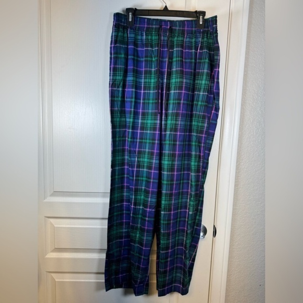 Victoria's Secret Plaid Blue Purple VS Pajama Pants Size Med/Large EUC #5860
